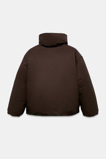 ZARA КОРОТКАЯ СТЕГАНАЯ КУРТКА WATER AND WIND PROTECTION, КОРИЧНЕВЫЙ