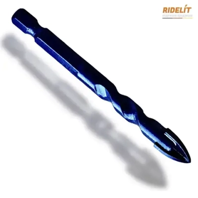 Сверло по стеклу и керамике 6 мм четырехгранное с шестигранным хвостовиком HEX - без сколов