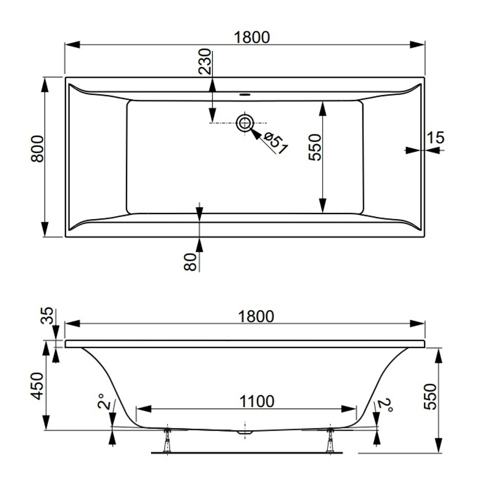Акриловая ванна Vagnerplast VERONELA 180x80
