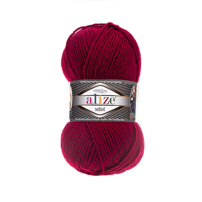 Пряжа Alize (Ализе) Superlana Midi / уп.5 мот. по 100 г, 170м, 390 вишня А