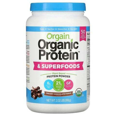 Растительный протеин Orgain, Органический протеин и порошок суперпродуктов, на растительной основе, сливочно-шоколадная помадка, 2,02 фунта (918 г)
