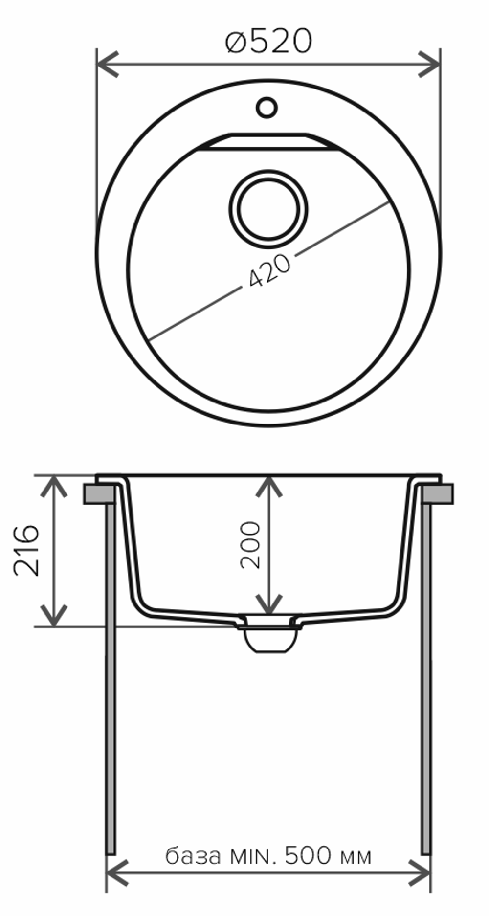 Мойка POLYGRAN ATOL-520 серый №14