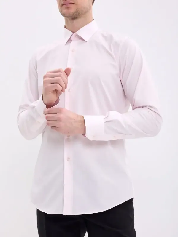 Рубашка на высокий рост LONG SLIM FIT с длинным рукавом, бледно-розовая
