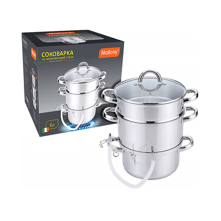 Соковарка Mallony Mal-Juicer-1, нержавеющая сталь, 6 л, 3 чаши