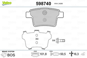 VALEO - 598740-VAL - Brake Pad Set, disc brake