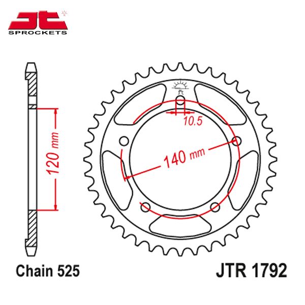 JT JTR1792.44 звезда задняя (ведомая), 44 зуба