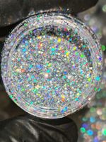 Блёстки Глиттеры 801-06мм - Серебро голографик - универсальные