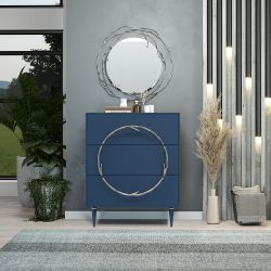 Комод Арт Колор matte Классик Сильвер с 3 ящиками Королевский синий матовый