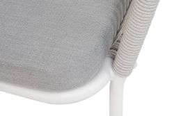 "Марсель" стул плетеный из роупа, каркас алюминий белый муар, роуп светло-серый меланж круглый tex, ткань светло-серая