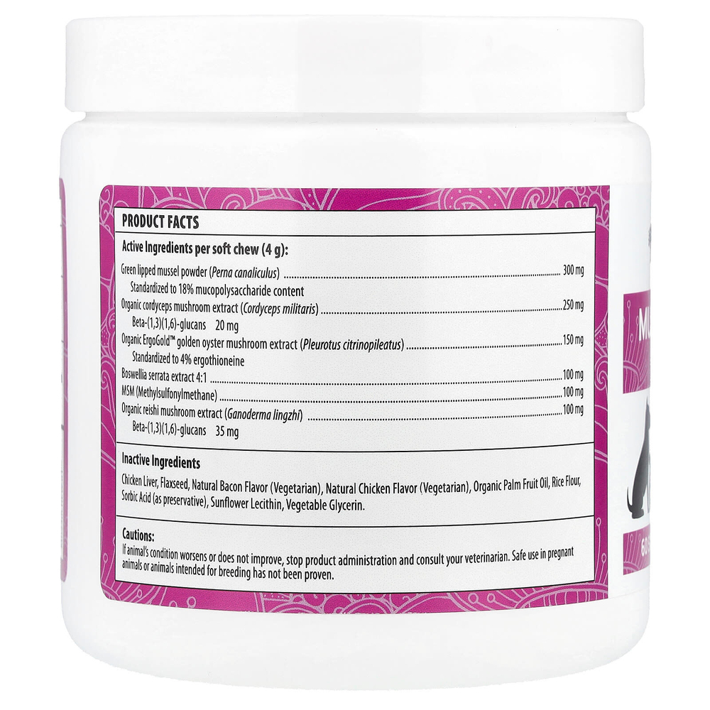 Real Mushrooms, Mushroom Mobility, мягкие жевательные таблетки, для собак и кошек, 60 жевательных таблеток, 240 г (8,47 унции)