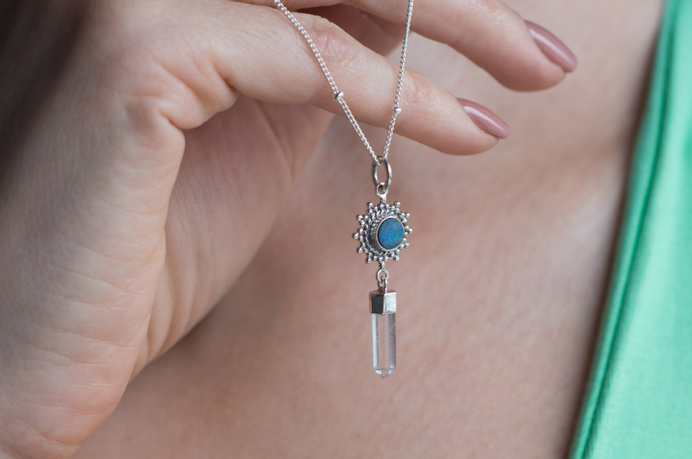 Подвеска ПРАНА, серебро/опал