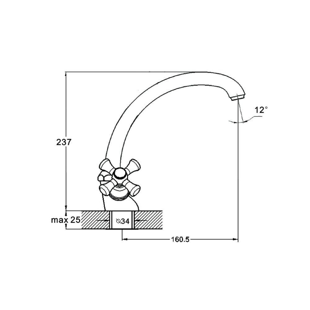 Смеситель для кухни, G.lauf, с кран-буксой, хром, QMT4-B722