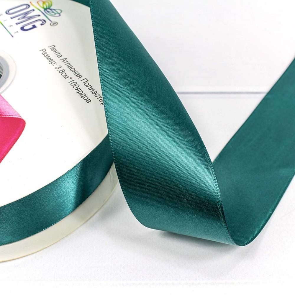 Лента Атласная 3,8см х 110м Полиэстер класс А (Синий)