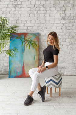 Пуф Лекко Скандинавия Сине-Серый