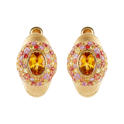 Серьги с Цитринами, Розовыми, Желтыми и Оранжевыми Сапфирами, E0087-0/5