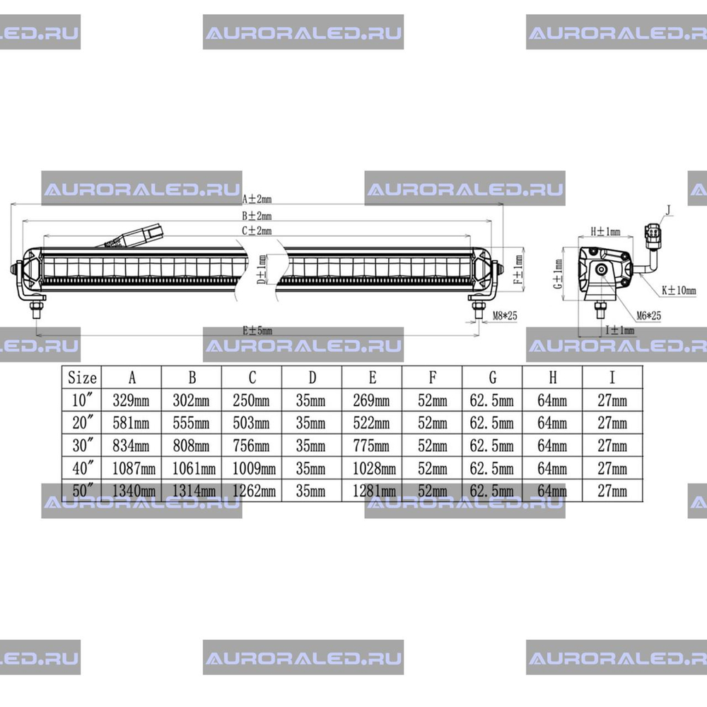 Балка Aurora 10" комбинированного белого света ALO-P-S10-10-R13Y-AW