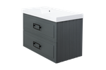 Тумба с раковиной La Fenice Cubo Grigio Twin 90 см FNC-01-CUB-G-90-2 левая, серо-зеленая матовая