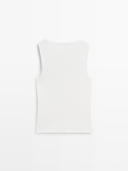 Massimo Dutti Топ без рукавов с квадратным вырезом, белый