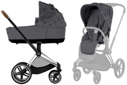 Коляска 2 в 1 Cybex Priam IV Chrome Brown Dream Grey (Simply Flowers Grey)