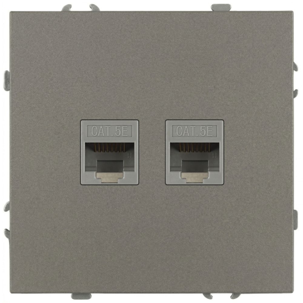 Розетка ЭРА Galaxy 15-3108-07 информационная двойная 2XRJ45 IP20 титан | Эра Galaxy