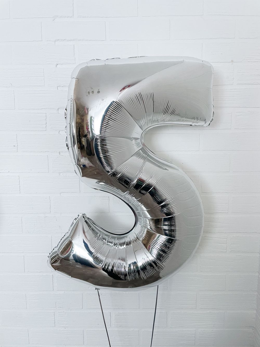 FM Шар 40" / 102 см "Цифра 5" Серебро (БГ-60)  Изображение4