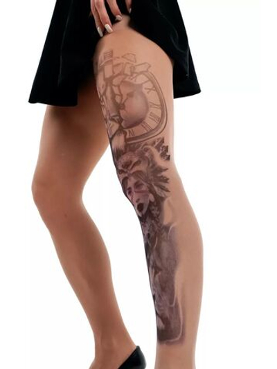 Колготки с принтом в виде шаманки (Размер: S-M-L) (Цвет: бежевый)