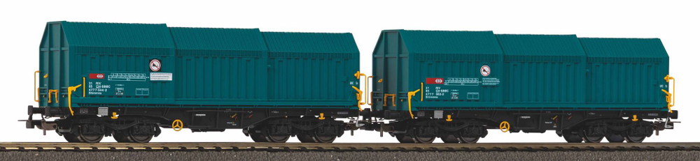 Набор из 2-х грузовых вагонов с телескопической крышей CH-SBB C, эпоха VI