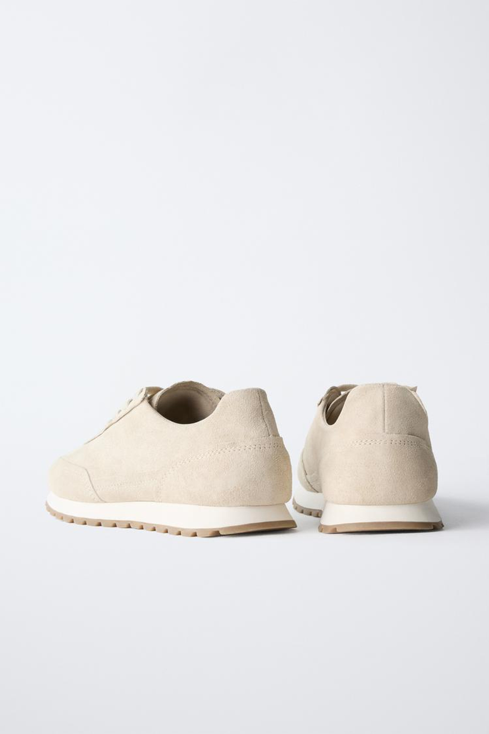 ZARA КОЖАНЫЕ СПОРТИВНЫЕ КРОССОВКИ, ЭКРЮ