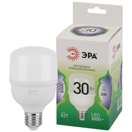 Лампа светодиодная ЭРА GREEN LINE LED POWER T70-30W-865-E27 GL 30Вт колокол холодный свет Е27