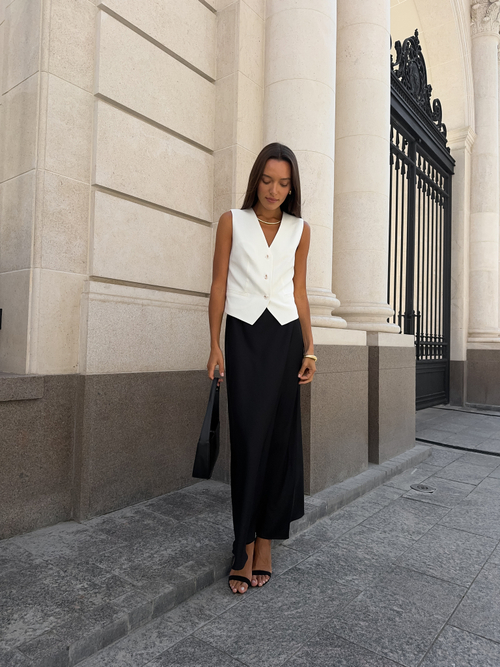 Юбка из шелка косого кроя макси черная