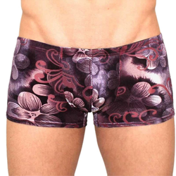 Мужские трусы боксеры баклажановые с узором под велюр Romeo Rossi Violet Flower Boxer RR00219