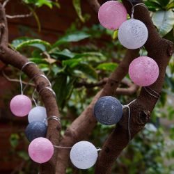 USL-S-230-PM1800 COTTON BALLS-1 Садовая гирлянда на солнечной батарее Клубки. 10 светодиодов. Теплый белый свет. 1xАА Ni-Mh аккумулятор в-к. IP44. TM Uniel