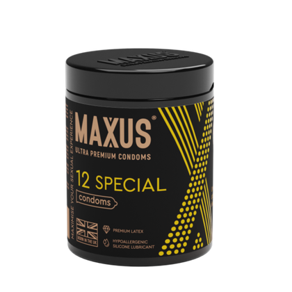 Презервативы MAXUS Special №12 с железным кейсом, точечно-ребристые X-Edition, 12 шт