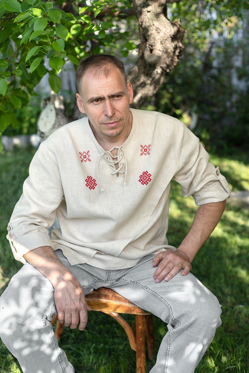 Рубашка из крапивы с вышивкой