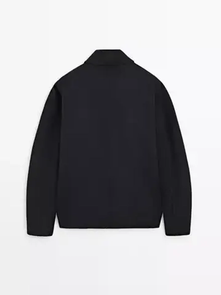 Massimo Dutti Шерстяная куртка-рубашка с двумя карманами, темно-синий