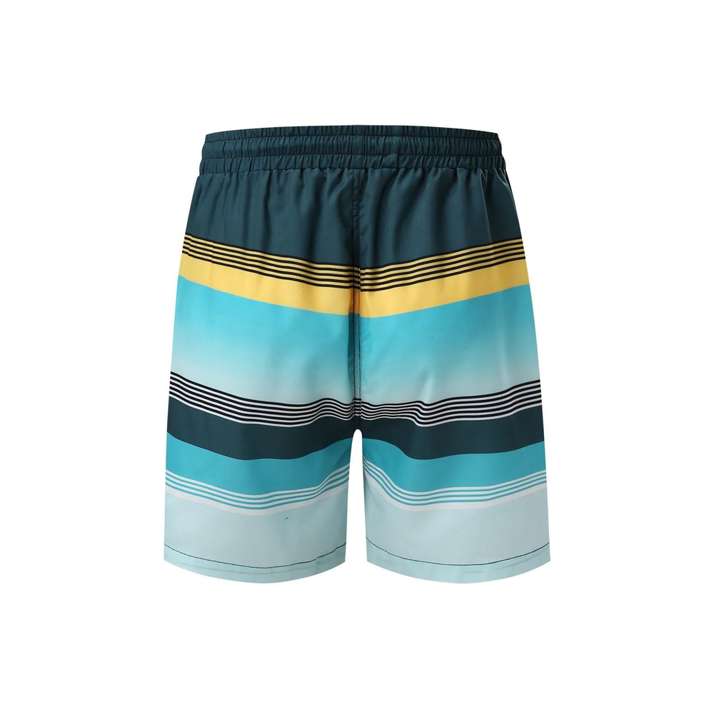 Сине-голубые пляжные шорты в полоску (Размер: M) (Цвет: синий)