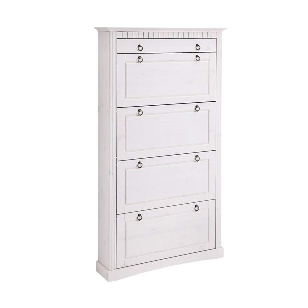 Обувница для прихожей, 87х21х169, Неаполь, закрытая, 4 двери 1 ящик, из массива дерева, белый, Dipriz