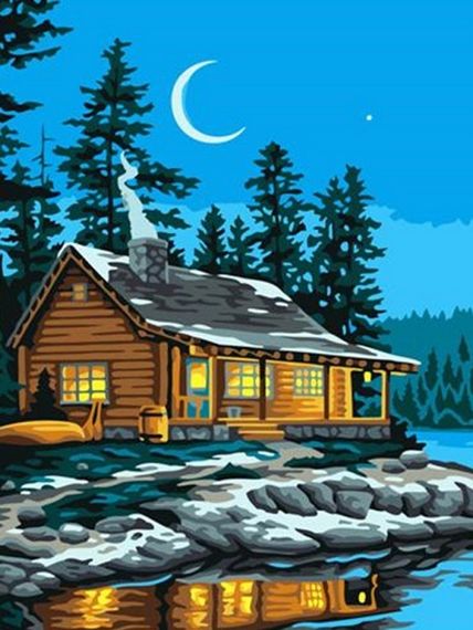 Рыбацкий домик - раскраски по номерам на картоне