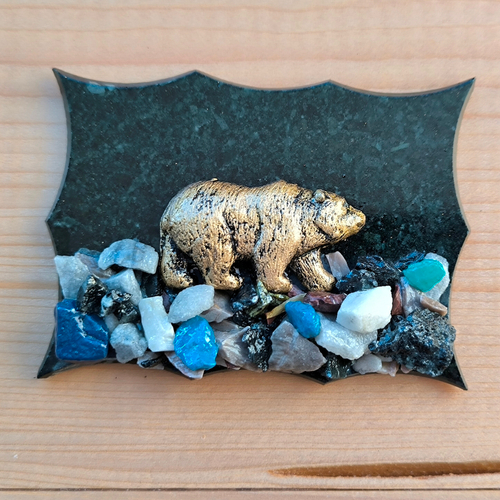 Магнит "Медведь" камень змеевик 122277