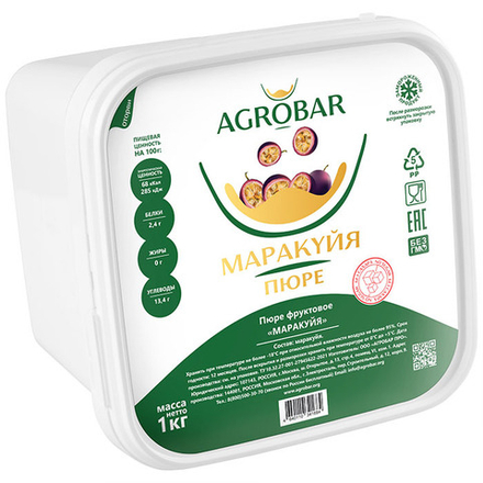 Пюре замороженное Маракуйя АГРОБАР без сахара (1 кг)