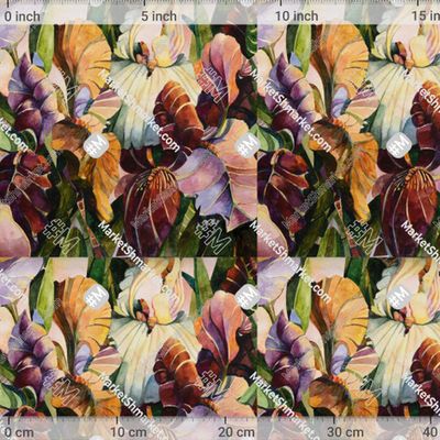 Ирисы 3 by Акварельные ткани Полины Шустовой 385 DPI
