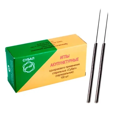 Иглы корпоральные Субал 0,20x8 мм с ручкой из нержавеющей стали 100 шт ламинированная бумага