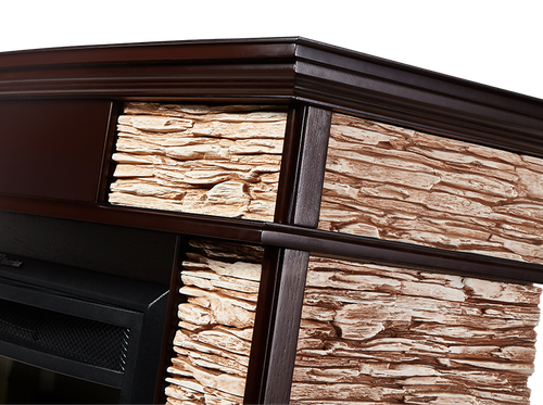 Портал Firelight Scala 26/30 камень сланец скалистый бурый, шпон тёмный дуб