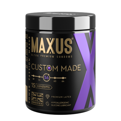 Презервативы MAXUS Custom Made 56 №15 в железном кейсе, увеличенные X-Edition, 15 шт