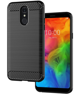 Чехол для LG Q7 (Q7+, Q7 Alpha) цвет Black (черный), серия Carbon от Caseport