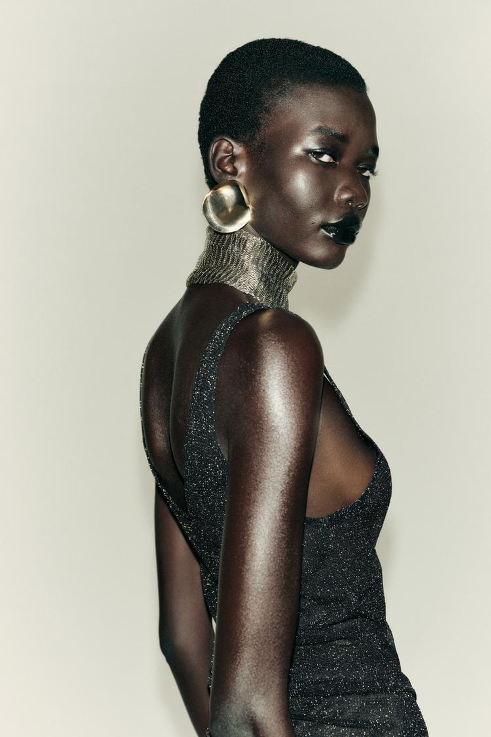 ZARA ТОП ИЗ МЕТАЛЛИЗИРОВАННОЙ НИТИ, ЧЕРНЫЙ