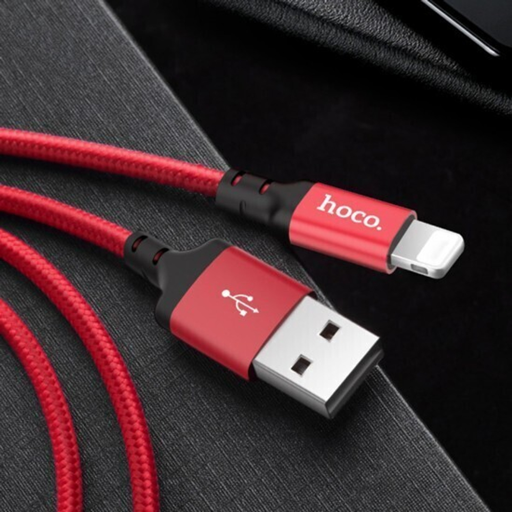 Кабель для iPhone HOCO X14 1м, в оплетке, 010482 Черный