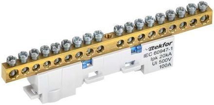 Шина нулевая N неизол. на универс. держ. 6х9-18-С TEKFOR IEK TF-NN10-18-DL-K07