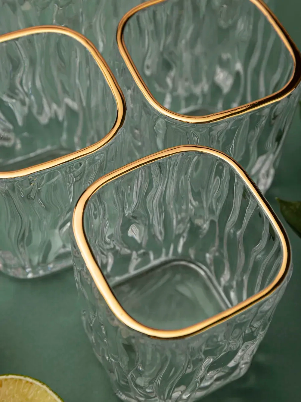 Набор бокалов под дерево, 200 мл. 6 шт. золотая кайма