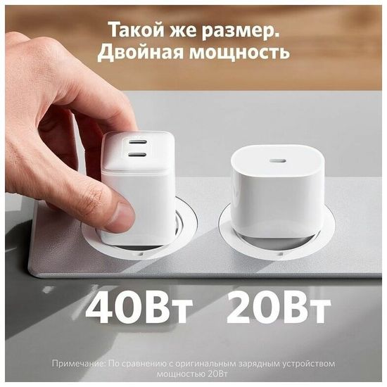 Сетевое зарядное устройство Anker PowerPort 521 Nano Pro 40 W 2xUSB-C (A2038G21), белый